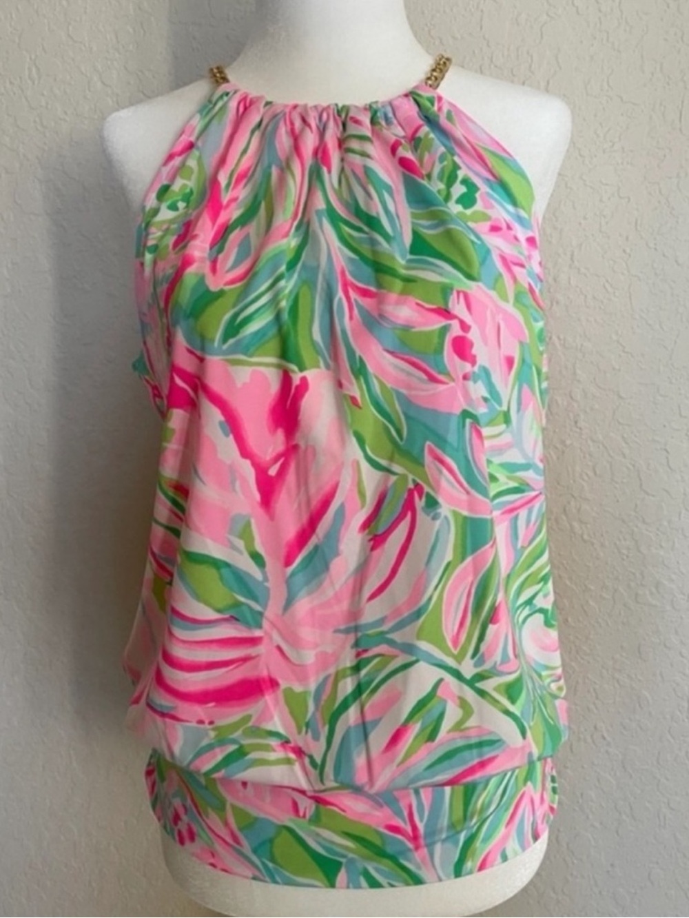 NWT Lilly Pulitzer Size XXS Pink and Green Print Blouse